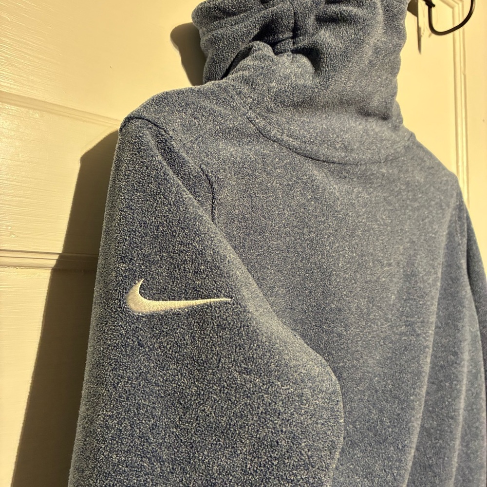 Nike Therma Dri Fit Blue Funnel Neck/Cowl Fleece Tunic Kangaroo Pocket
